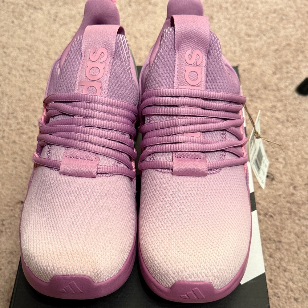 Addidas Womens Pink Knit Athletic Sneakers - Lightweight Comfort - Picture 2 of 16